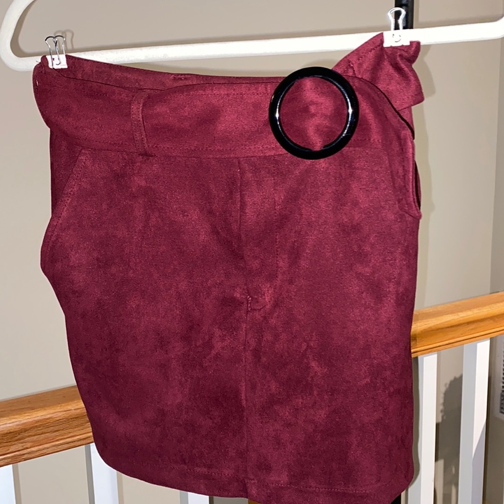 Maroon Mini Skirt with Belt